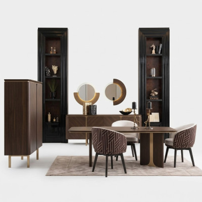 Essgruppe Essecke Esszimmer Esstisch Stühle 10tlg Braun Holz Anrichte