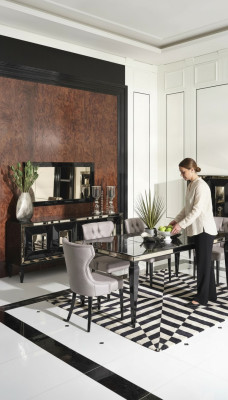 Großes Essecke Essgruppe Esszimmer Esstisch Stühle 10tlg Schwarz Holz