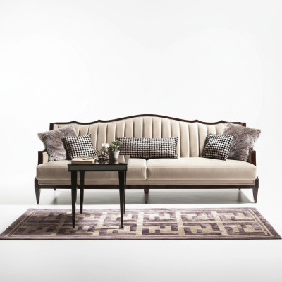 Viersitzer Sofa 4 Sitzer Beistelltisch Komplette Grau Holz Stoffsofa
