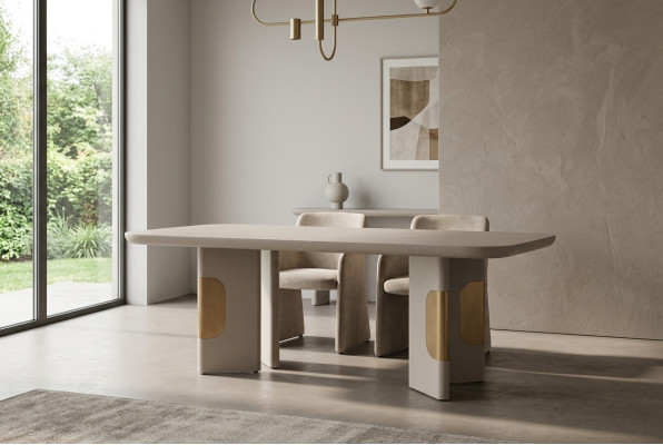 Modern Esstisch Tisch Esszimmertisch Holz Essecke Beige Esszimmer Design