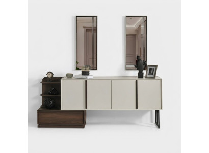 Schrank Sideboard mit Spiegel Anrichte Gruppe Modern Kommode Weiß