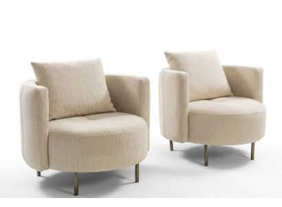 Beiger Textil Sessel Designer Clubsessel Cocktailsessel Polster Möbel