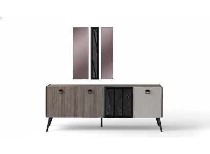 Anrichte Sideboard mit Spiegel Gruppe Holzschrank Schrank Esszimmer