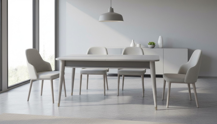 Grauer Esstisch Designer Esszimmer Möbel Ausziehbarer Holz Tisch Neu
