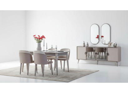 Graue Esszimmergarnitur Esszimmer Stühle Ausziehbarer Tisch Sideboard