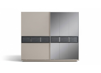 Moderner Beiger Schlafzimmer Kleiderschrank Spiegelschrank Holz Möbel
