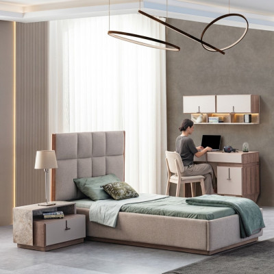 Kinderzimmer Möbel Designer Einzelbett Holz Nachttisch Schreibtisch 4tlg