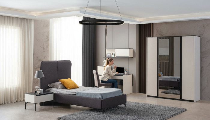 Komplette Kinderzimmer Möbel Bett Nachttisch Schreibtisch Kleiderschrank
