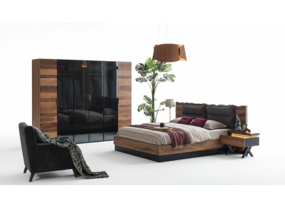 Moderne Schlafzimmer Möbel Designer Bett 2x Nachttische Kleiderschrank