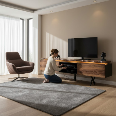 Robustes Holz Sideboard Luxuriöses Lowboard Wohnzimmer TV-Ständer Neu