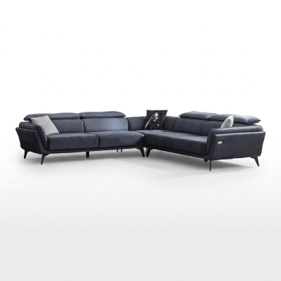 Robustes Graues Stoffsofa Designer L-Form Sofa Wohnzimmer Polster Couch