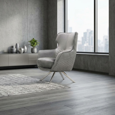 Innovativer Grauer Sessel Luxuriöser Clubsessel Wohnzimmer Lehnsessel