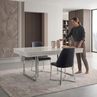 Moderne Esszimmertisch Esstisch Tisch Esszimmer Ausziehbar Holz Weiß
