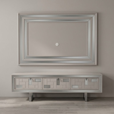 Wohnwand Sideboard TV Ständer Wandpanel Weiß RTV Lowboard Moderne
