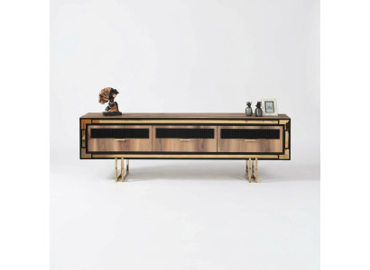 Wohnzimmer Sideboard TV Ständer RTV Lowboard Wohnwand Holz Braun Möbel