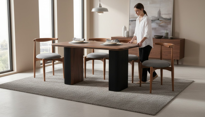 Esszimmer Garnitur Essgruppe Esstisch Stühle 5tlg Braun Klassische