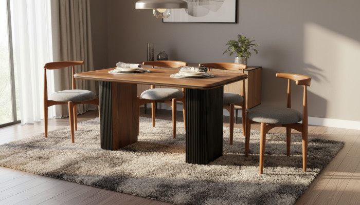 Esszimmer Garnitur Essgruppe Esstisch Stühle 5tlg Braun Klassische