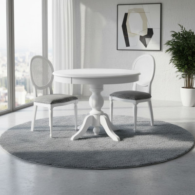 Holz Garnitur Essgruppe Esszimmer Esstisch Stühle 5tlg Weiß Essecke