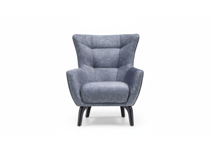 Sessel Wohnzimmer Ohrensessel Stoffsessel Grau Polster Einsitzer Sitz