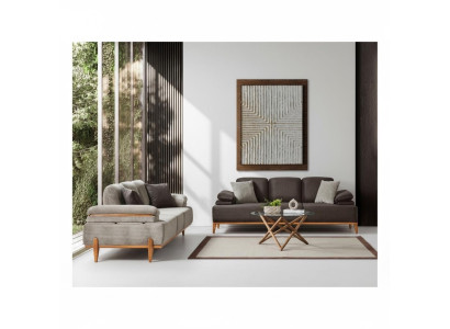 Stilvolle Sofagarnitur Designer Stoffsofa Polstersofas Holzgestell Möbel