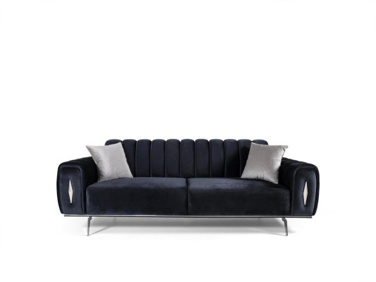 Komplette Edelstahl Dreisitzer Moderne Stoffsofas Polstercouchen 2tlg