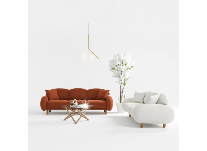 Moderne Polstersofa Garnitur Wohnzimmer Dreisitzer Weißer 3-Sitzer 2tlg
