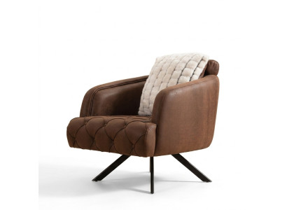 Sessel Ohrensessel Polster 1 Sitzer Braun Kunstleder Polstersessel