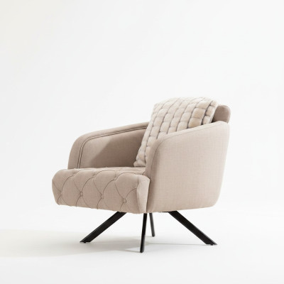 Stoffsessel Wohnzimmer Sessel Ohrensessel Grau Polster Sitz Einsitzer