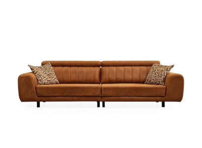 Luxus Viersitzer Couch Braun Kunstleder Sofa 4 Sitzer Polstersofa