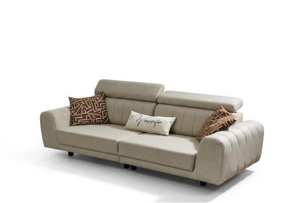 Stoffsofa Couch Dreisitzer Design Sofa 3 Sitzer Polstersofa Beige