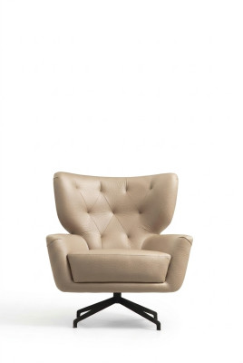 Ohrensessel Sessel Polster 1 Sitzer Braun Polstersessel Leder Moderne