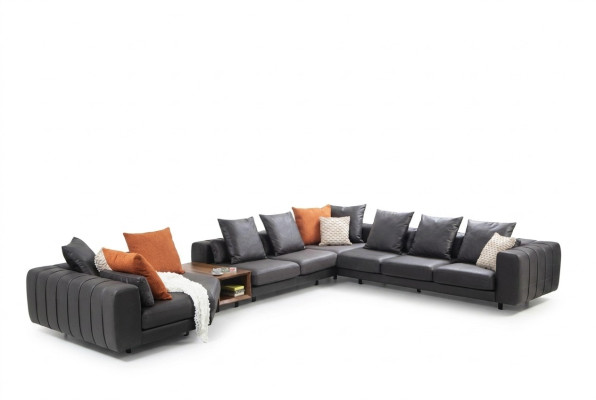 Große Wohnlandschaft Sofa Ecksofa U form Polstersofa Grau Stoffsofa