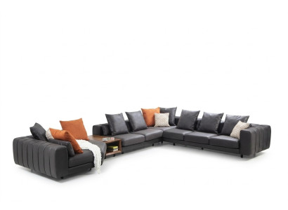 Große Wohnlandschaft Sofa Ecksofa U form Polstersofa Grau Stoffsofa