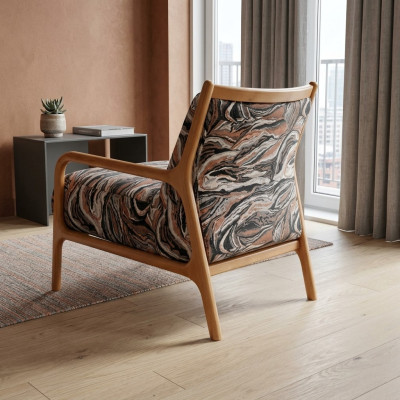 Sessel Klassische Polstersessel Stoffsessel Stoff Holz Braun Einsitzer