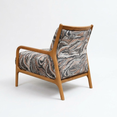 Sessel Klassische Polstersessel Stoffsessel Stoff Holz Braun Einsitzer