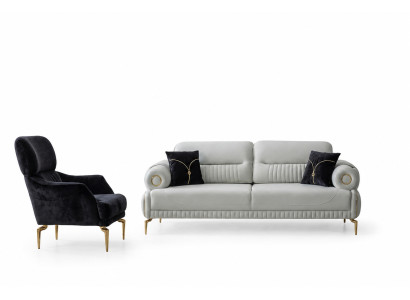 Luxuriöse Polster Sofagarnitur Designer Dreisitzer Edler Einsitzer 2tlg