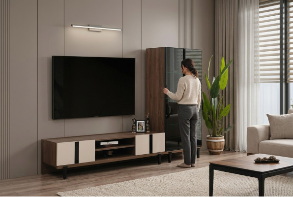 Designer Wohnzimmer Garnitur Edler TV-Ständer Luxuriöses Lowboard 2tlg