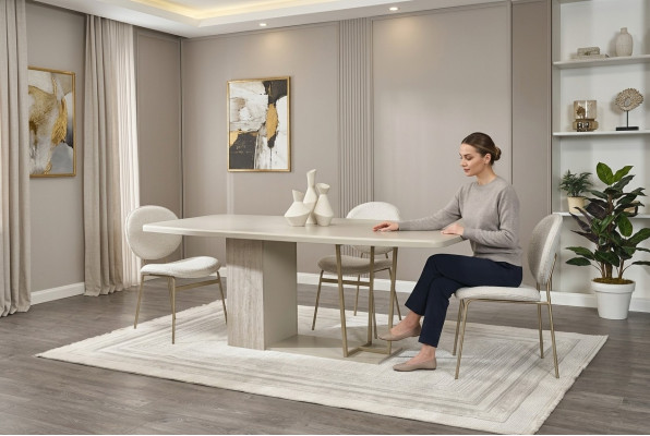 Weiße Essecke Designer Essgruppe Luxuriöse Esszimmer Möbel Stühle Tisch