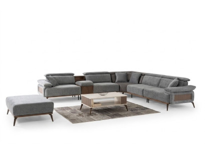 Ecksofa L form Stoffsofa Polstersofa Couch Sofa Blau Moderne Stoff