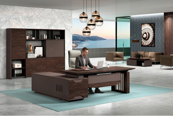 Büro Tisch Bürotisch Arbeitstisch Schreibtisch Büromöbel Holz Braun