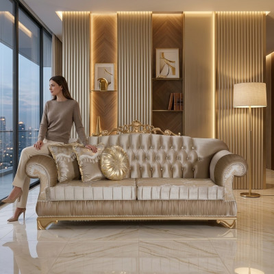 Bequemes Sofa im klassischen Stil mit einzigartigem Design und Dekoration