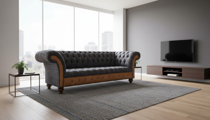 Sofa Luxus Textil Chesterfield Couch Sofas Polster 3 Sitzer Couchen Neu