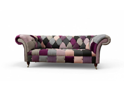 Chesterfield Design Polster Luxus Sitz Sofa Couch Grün Textil 3 Sitzer
