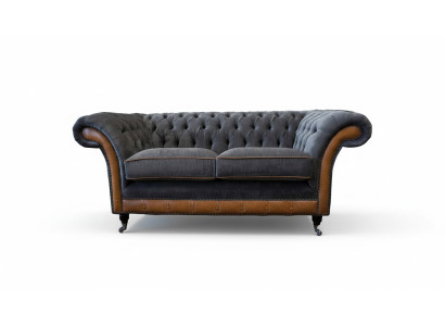 Chesterfield Luxus 2 Sitzer Couch Polster Sofa Zweisitzer Leder Couchen