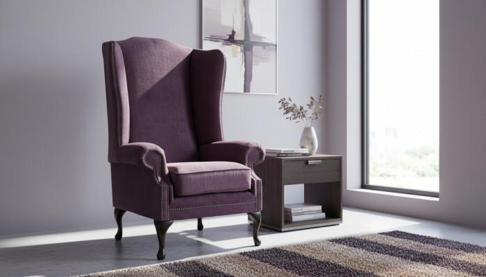 Sessel Chesterfield Textil Lounge Club Polster Lila Luxus Ohrensessel