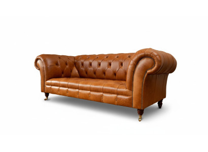 Cognac Sofa 3 Sitzer Polster Sofas Design Luxus Möbel Leder Couchen Dreisitzer