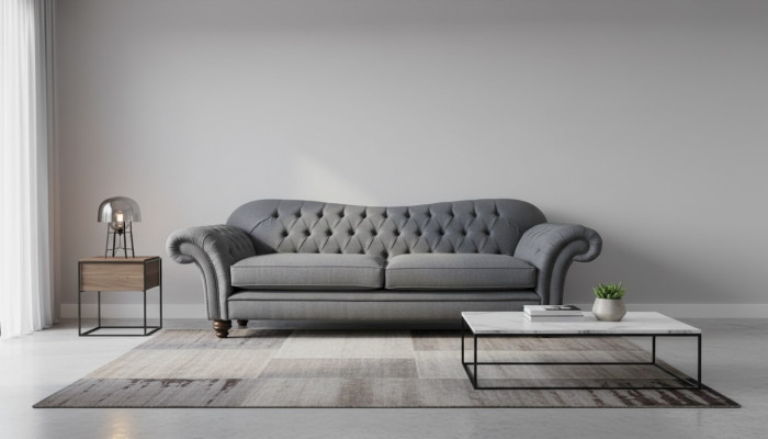 Moderm Sofa 3 Sitzer Luxus Textil Couch Grau Sofas Polster Stoff Neu