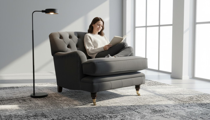 Chesterfield Sessel Couch Polster 1 Sitzer Design Couchen Textil Neu