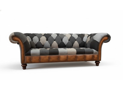 Chesterfield 3 Sitzer Couch Polster Textil Couchen Wohnzimmer Sofa Neu