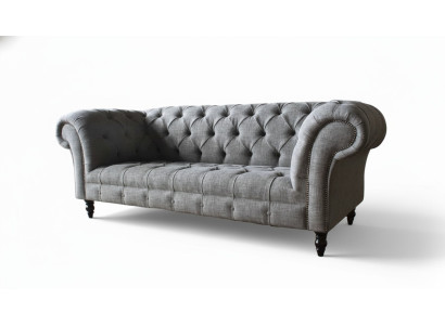 Chesterfield Couch Sofa Polster 3 Sitzer Couchen Sitz Sofas Grau Neu